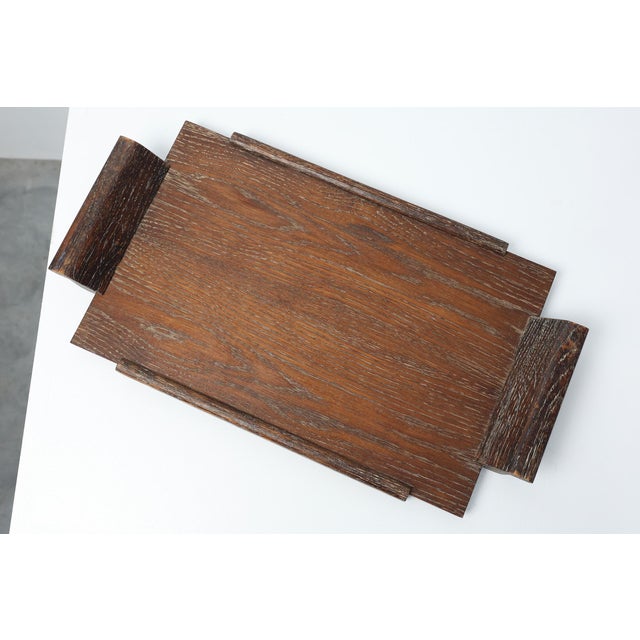 French Art Deco Cerused Oak Serving Tray with Raised Handles, 1920s For Sale - Image 6 of 11