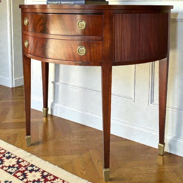 1950s 1950s Rare Kittinger Flame Mahogany Demilune | Entryway | Accent Chest For Sale - Image 5 of 10