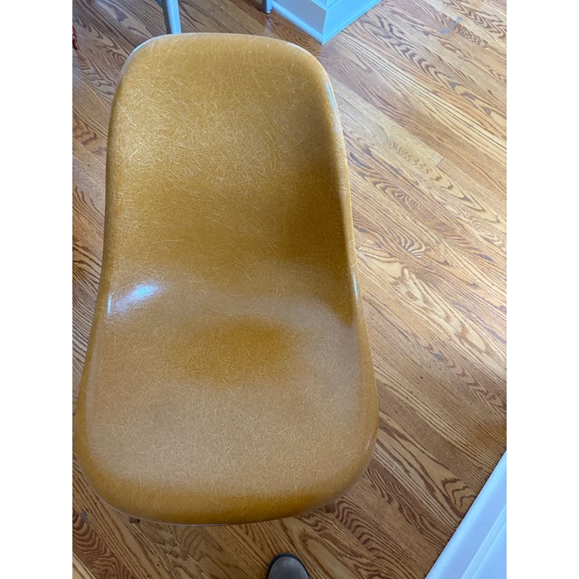 1960s Authentic Mid Century Modern Vintage Eames Herman Miller Small Mustard Rocker For Sale In San Francisco - Image 6 of 11