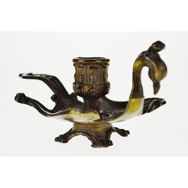 Vintage 1950's Brass Peacock Chamberstick Candle Holder Chairish