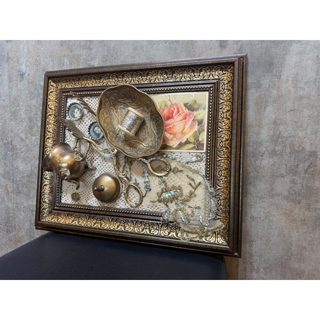 Vintage Framed Brass Assemblage Wall Decor For Sale - Image 16 of 16