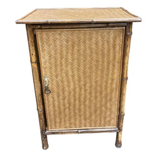 Antique Bamboo Cabinet With Rattan For Sale