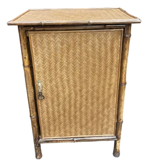 Antique Bamboo Cabinet With Rattan