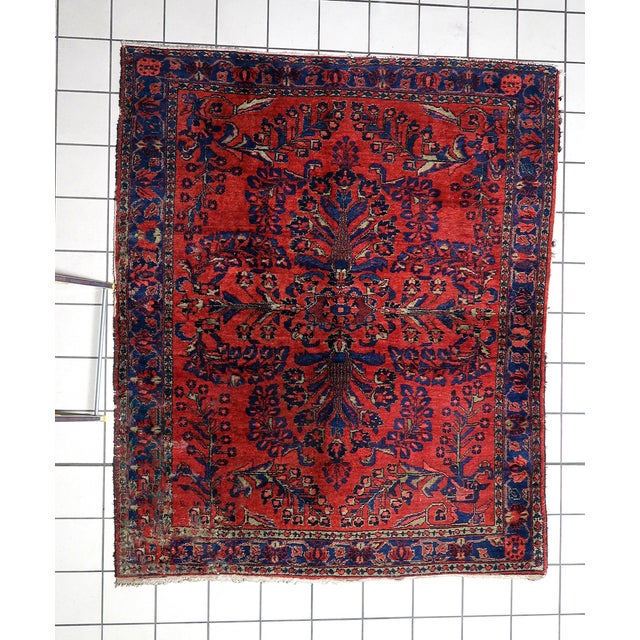 Antique Persian Lilihan Handmade Rug 5.8' X 6.7' 1920s For Sale - Image 13 of 13