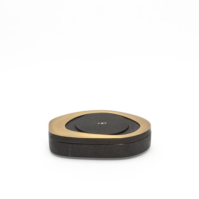 R & Y Augousti Set of 2 Boxes in Black Shagreen With Bronze Patina Brass by R&y Augousti For Sale - Image 4 of 10