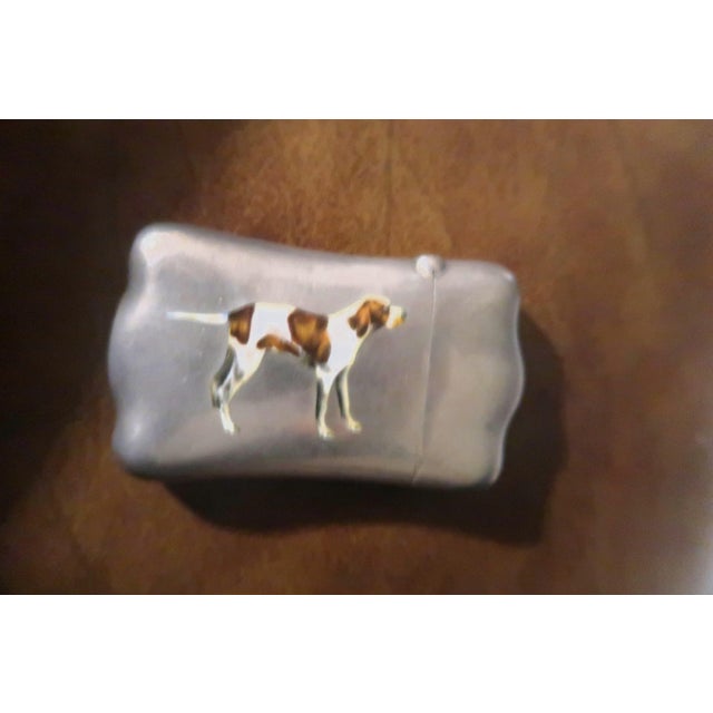 Silver Antique Sterling and Enamel Match Safe (Vesta) With Hunting Dog, C. 1900 For Sale - Image 8 of 11
