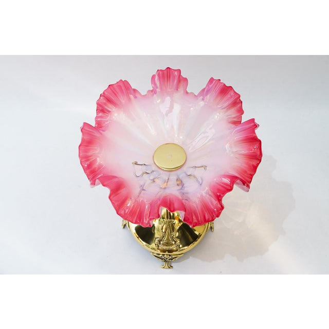 Gold Brass Centerpiece with Original Opaline Glass Shade, 1908 For Sale - Image 8 of 10