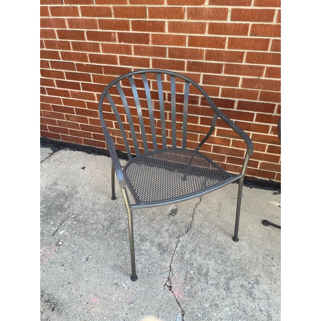 Woodard Valencia Wrought Iron Patio Bistro Set 30" Table 2 Stacable Chairs For Sale In Chicago - Image 6 of 6