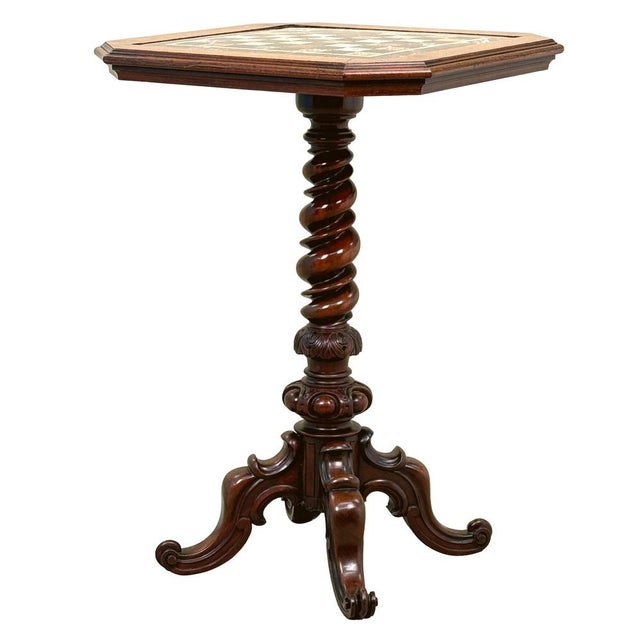 Victorian Walnut and Specimen Marble Chess Table, 1860 For Sale - Image 11 of 11