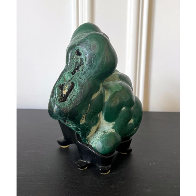 Late 20th Century Malachite Rock on Display Stand as a Viewing Stone For Sale - Image 5 of 11