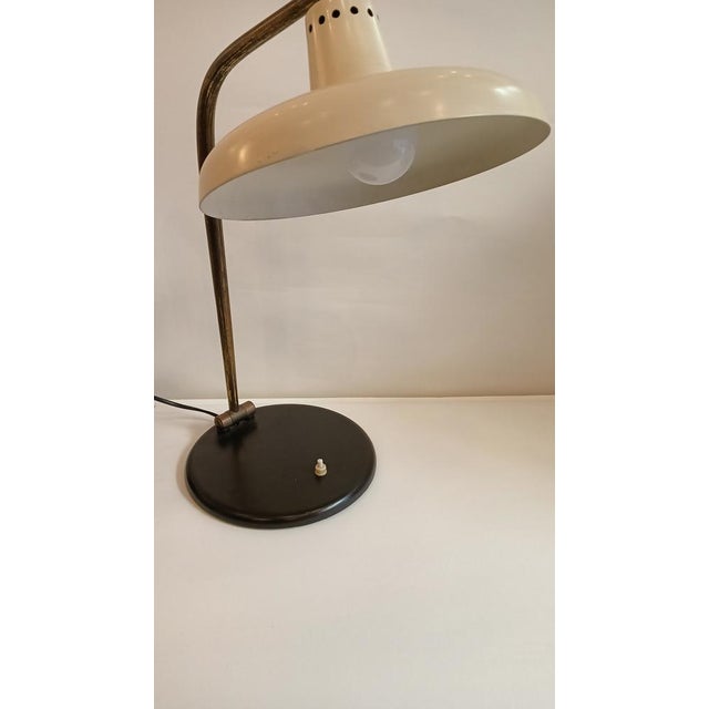 Metal Large Desk Lamp in Brass and White Steel, Italy, 1950s For Sale - Image 7 of 17