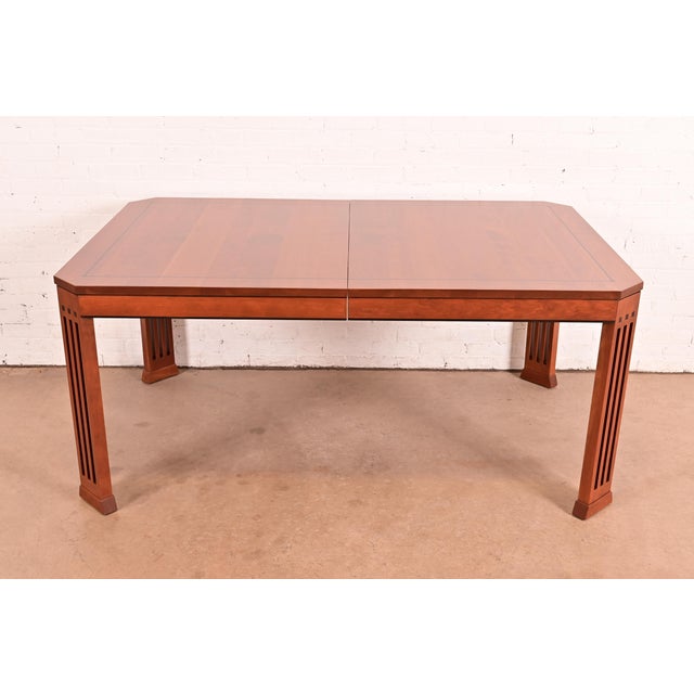 Wood Stickley Mission Arts & Crafts Cherry Wood Extension Dining Table, Newly Refinished For Sale - Image 7 of 14