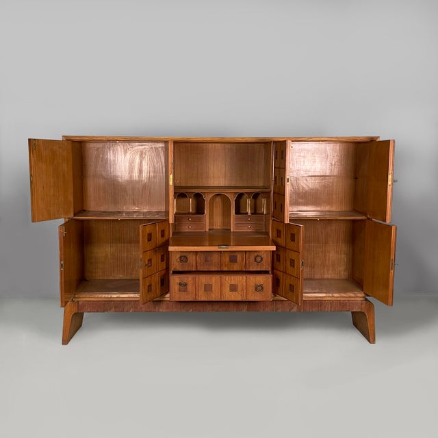 Italian Sideboard in Wood with Polychrome Decorative Tiles from Gio Ponti, 1930s For Sale - Image 3 of 18