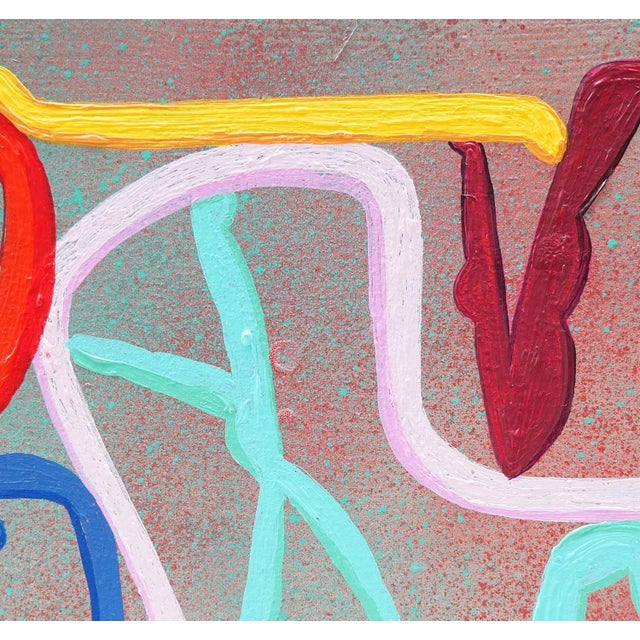 Peter Healy "Standing Ovation" Blue, Pink, Red, and Gray Abstract Contemporary Painting, 2022 For Sale - Image 10 of 12