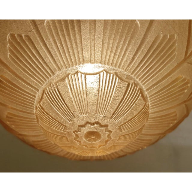 French Art Deco Pink Glass Pendant Light, 1930s For Sale - Image 14 of 18