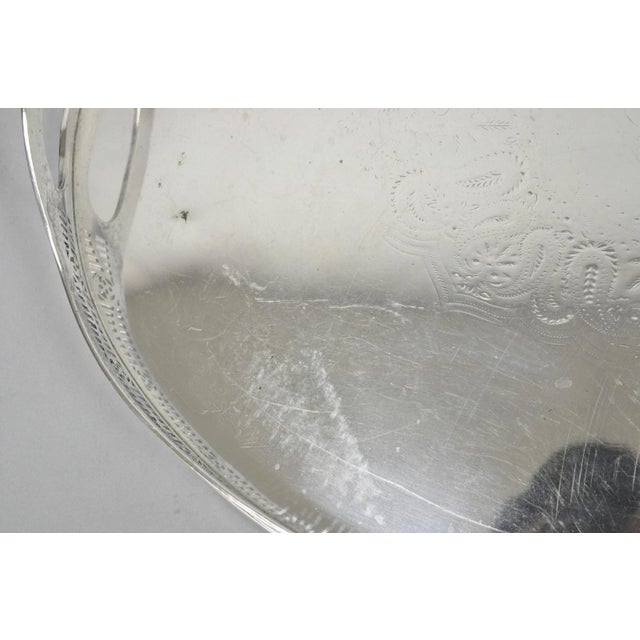 Antique English Sheffield Edwardian Silver Plated Oval Serving Platter Tray For Sale - Image 11 of 16