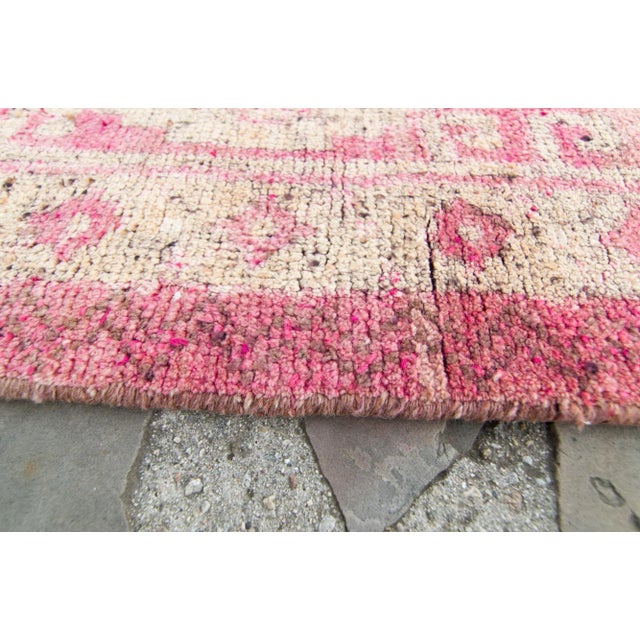 House of Séance - 1950s Vintage Kurdish Pink Medallion Long Wool Hand-Knotted Runner For Sale - Image 9 of 11