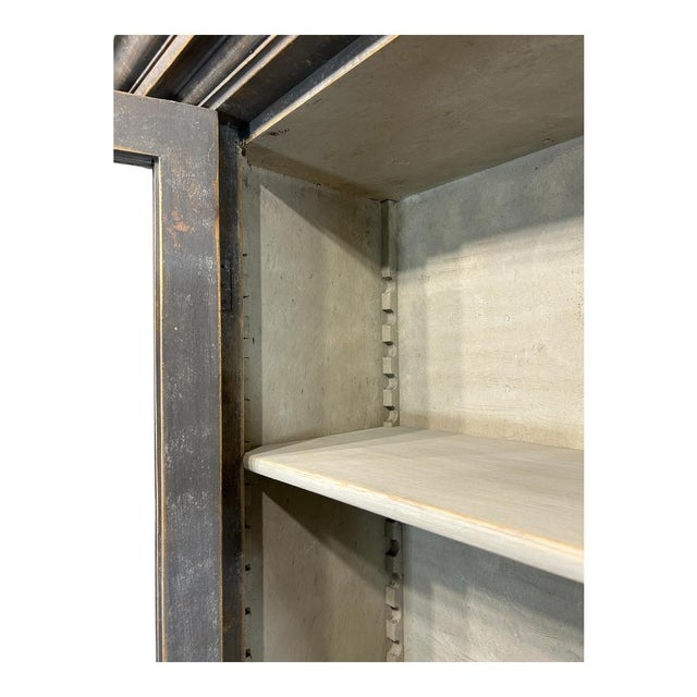 Late 19th Century Tall Swedish Display Cabinet in Dark Grey With Beautiful Patina For Sale - Image 9 of 9