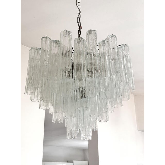Murano Contemporary Trasparent “Tronchi” Murano Glass Brunish Chandelier in Venini Style For Sale - Image 4 of 7