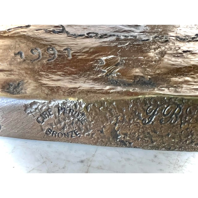 Metal Vintage French Lost Wax Bronze Sculpture of a couple. Titled “A Kiss” (Un Baiser). For Sale - Image 7 of 9