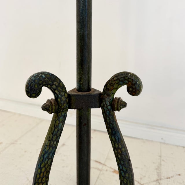 Vintage Wrought Iron Floor Lamp in the style of Armand-Albert Rateau, 1940s For Sale - Image 4 of 13
