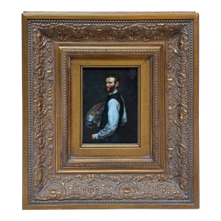 Frédéric Bazille Self-Portrait With Palette Reproduction Print, Framed For Sale