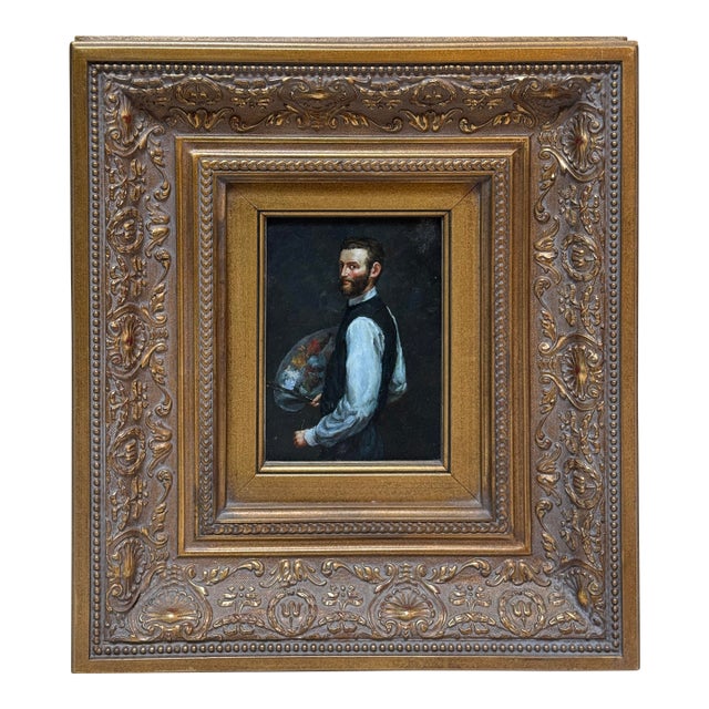Frédéric Bazille Self-Portrait With Palette Reproduction Print, Framed For Sale