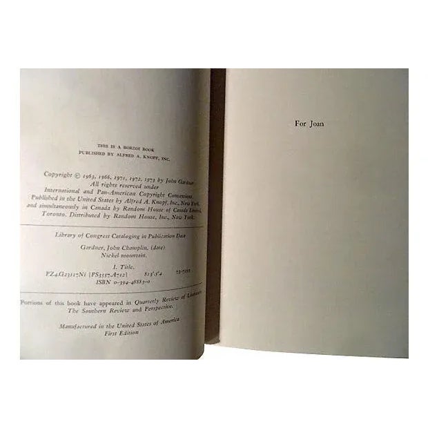 Traditional Nickel Mountain Book by John Gardner 1973 For Sale - Image 3 of 4