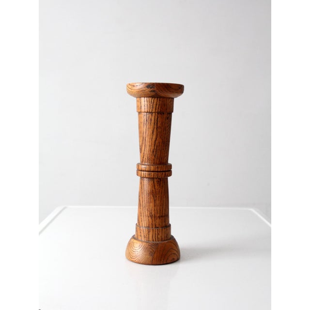 Brown Vintage Oak Pedestal Stand For Sale - Image 8 of 9