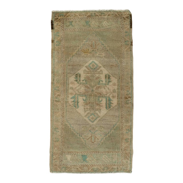 Turkish Mini Rug Oriental Hand Knotted Vintage Rug 1'10" x 3'7" #21026 For Sale