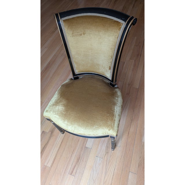 Wood 1980s Solid Mahogany Dining Table With Crushed Velvet Chairs For Sale - Image 7 of 11