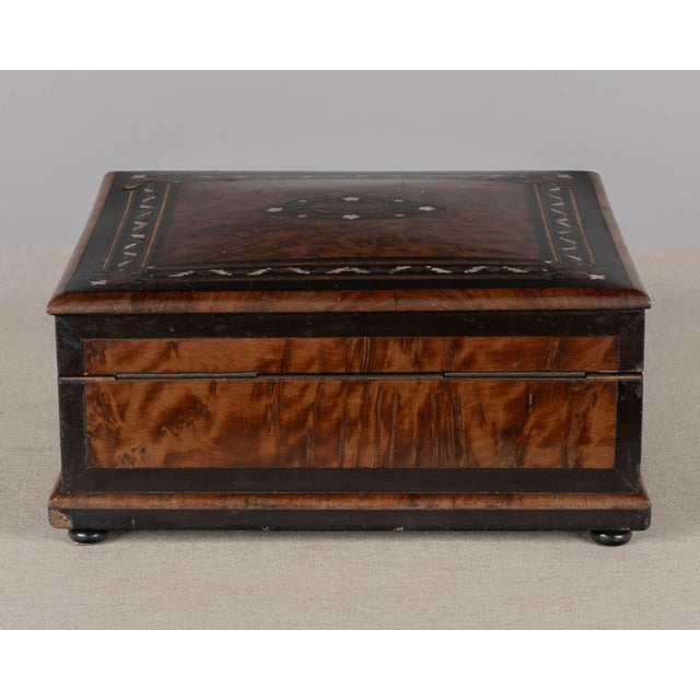 Wood 19th Century Napoleon III Marquetry Box, Mother of Pearl Inlay For Sale - Image 7 of 10