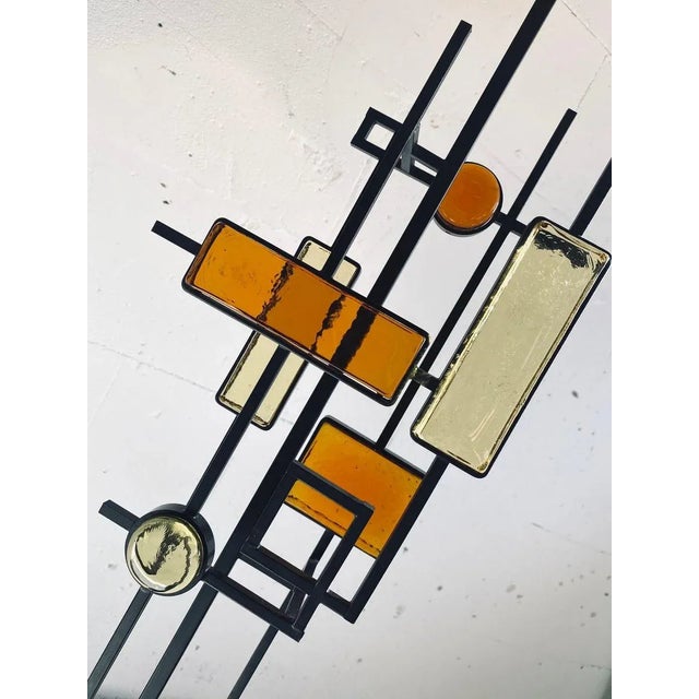 Wood Mid-Century Danish Modern Wrought Iron & Glass Floor Lamp by Svend Aage Holm Sørensen For Sale - Image 7 of 16