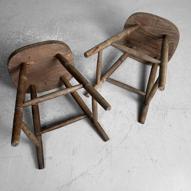 Set of English Wooden Stools, 1920s For Sale - Image 14 of 16