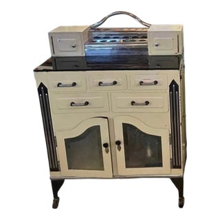 Antique Industrial Art Deco Doctors Dental Cabinet Curio Metal Hutch Apothecary ! For Sale