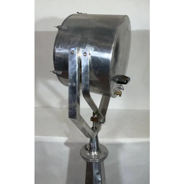 Mid 20th Century Aluminum Ship's Spotlight on Stand For Sale - Image 5 of 7