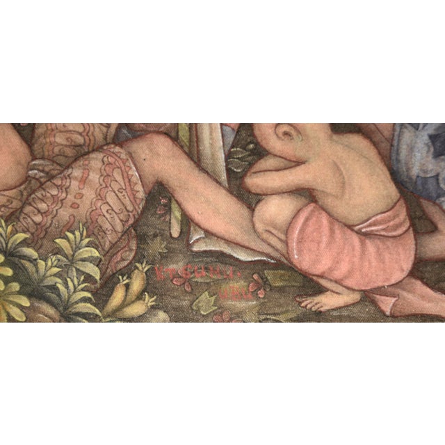 Barong Mask Dance - Vintage Balinese Ubud Painting by Kt Sunu For Sale - Image 4 of 5