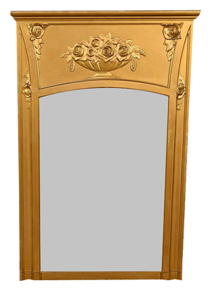 Wooden Mirror and Golden Staff in the style of Louis XVI, 1930s