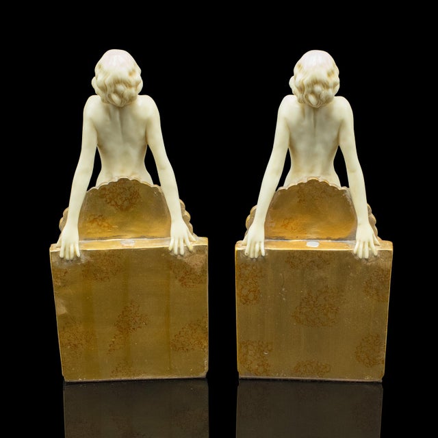 Pair of Vintage Figural Bookends, English, Nude Figure, Art Deco Revival, c.1960 For Sale - Image 6 of 12