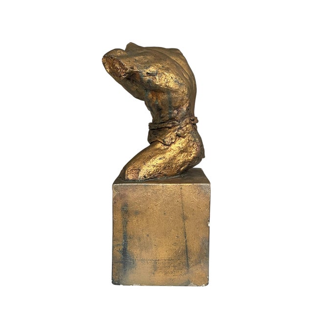 1960s 1960s Gold Sculpture of Male Nude Torso in Classical -Style For Sale - Image 5 of 6