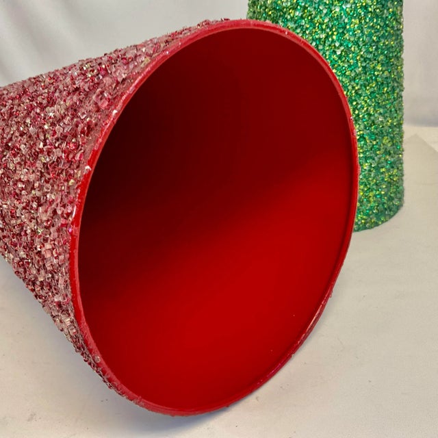 1980s Boho Chic Hollywood Regency Sparkling Cone Christmas Tabletop Trees - A Pair For Sale - Image 9 of 9