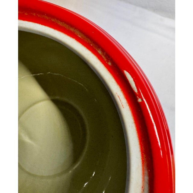 Red 1930’s Hall China Company Five Band Cookie Jar For Sale - Image 8 of 9
