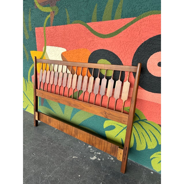 Drexel 1960s Mid Century Modern Walnut Full Headboard by Kipp Stewart for Drexel Declaration For Sale - Image 4 of 8