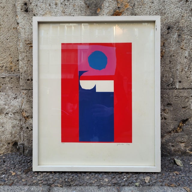 Print, Artist's Proof, “Composition in Red” Gerardo Rueda, 1970 – Spain An exceptional print, artist's proof, on paper,...