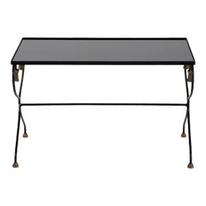 Iron and Black Glass Cocktail Table, 20th Century