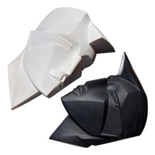 A Pair of Face Sculptured By Lindsey B., Signed, 1986 For Sale