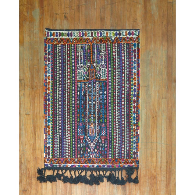 Colorful Jajim Flat-Weave, 20th Century - 3'7" x 4'11" For Sale In New York - Image 6 of 6