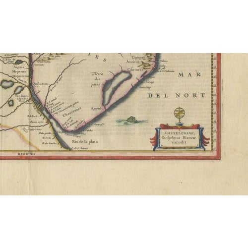 17th Century Blaeu Paraguay Map, Rio De La Plata, Antique Engraving, South America 1642 For Sale - Image 5 of 11