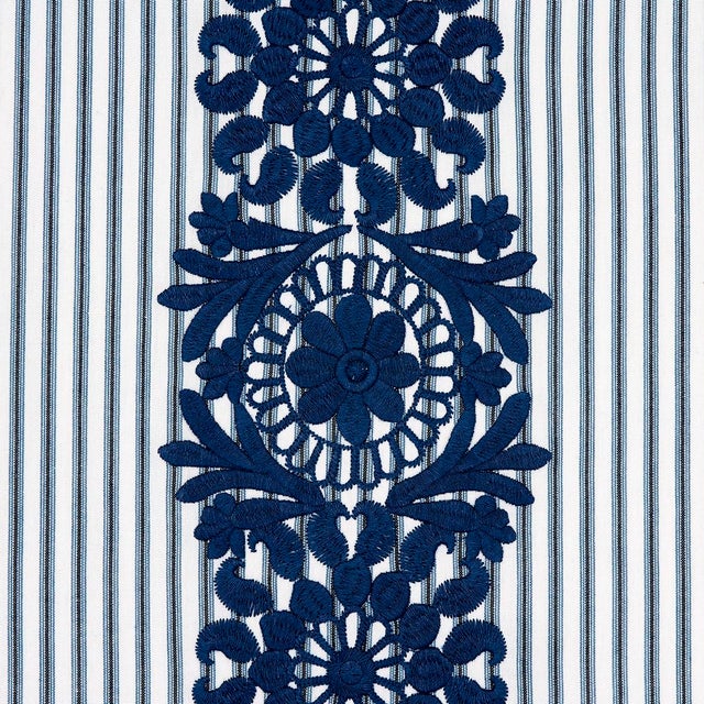 Traditional Sample - Schumacher Joelle Stripe Fabric, Blue For Sale - Image 3 of 4