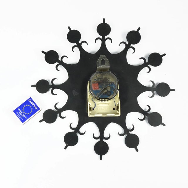 1970s Mid-Century Modern Hanging Clock, Sun Type, Weimar, Germany For Sale - Image 6 of 12